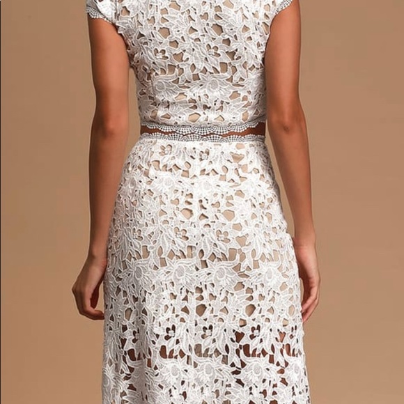 White crochet lace two piece set - Picture 2 of 5